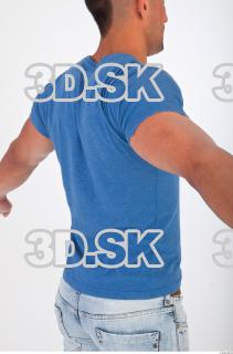 Upper body blue tshirt photo reference of Regelio 0006